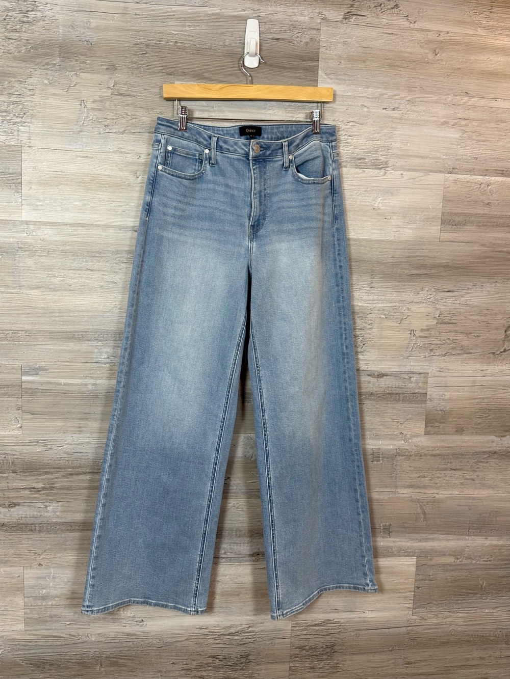 Quince Bella Stretch Wide Leg Jeans Light Wash Size 31 Organic Cotton